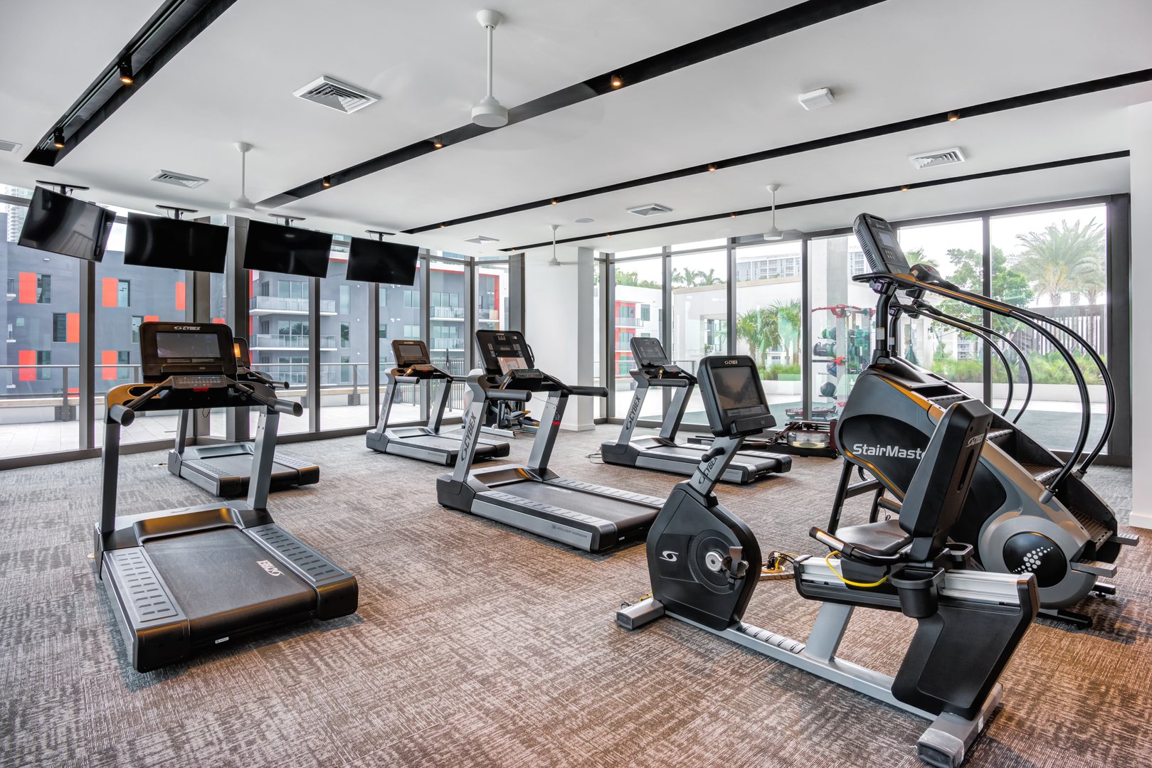 The fitness center at Gio Midtown's luxury apartments in Miami