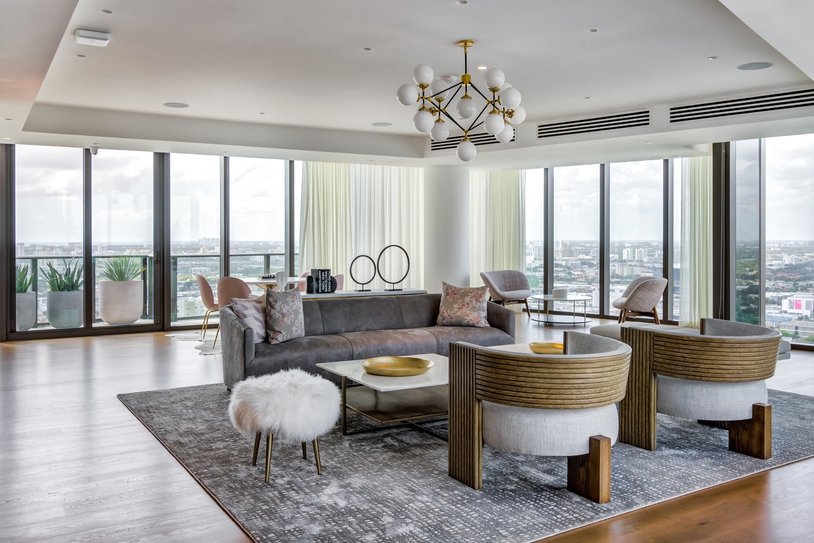 The lounge area at Gio Midtown's luxury apartments in Miami