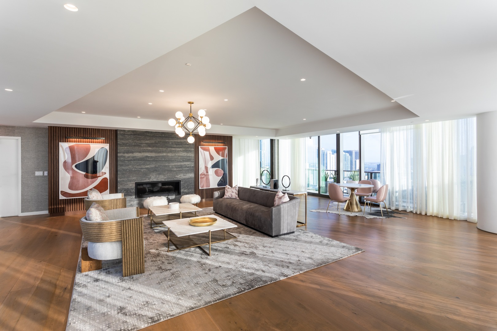 The lounge area at Gio Midtown's luxury apartments in Miami